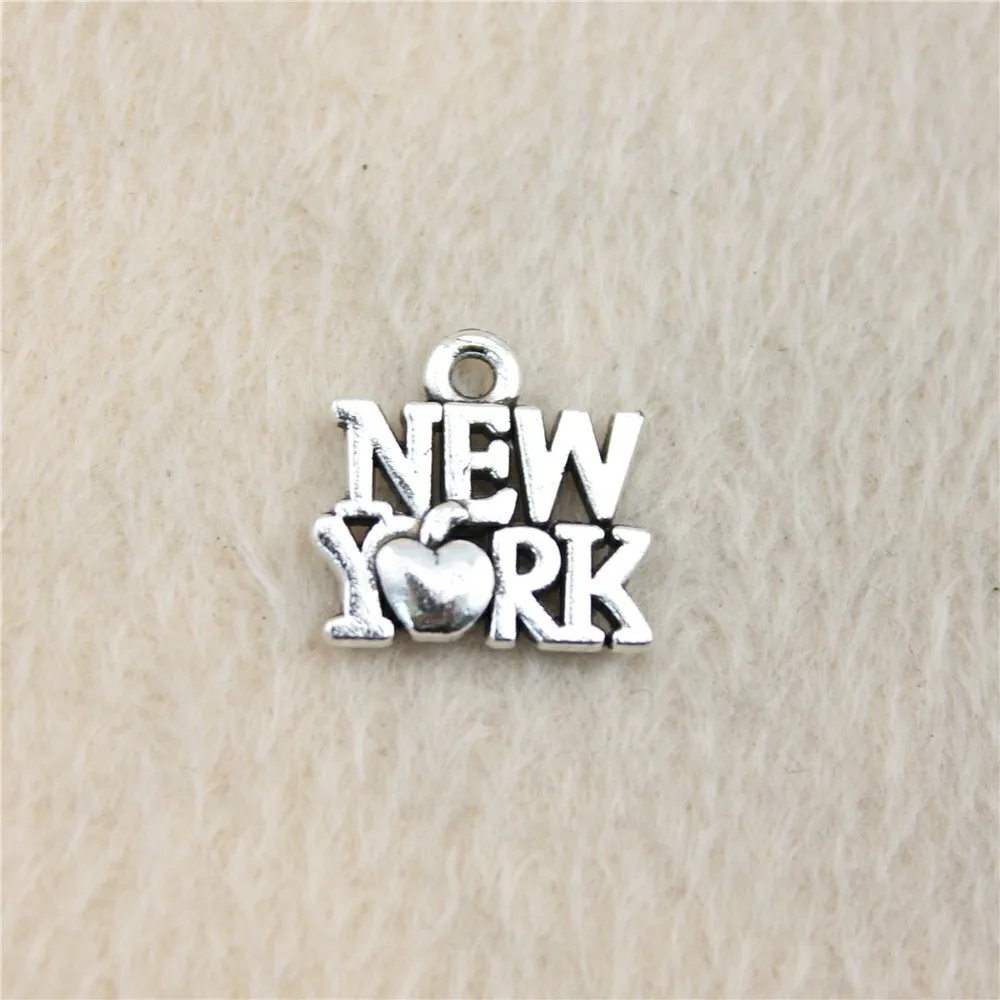 

73pcs/lot 15*14mm ancient silver New York charm Pendants DIY jewelry for bracelet necklace earring