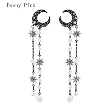 Массивные серьги-гвоздики из сплава со звездами для женщин, винтажные очаровательные серьги с кисточкой, модные ювелирные изделия