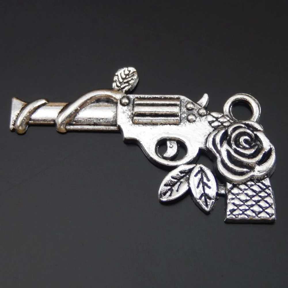 20pieces Antique Silver Tone Gun Shape Flower Alloy Necklace Bracelet