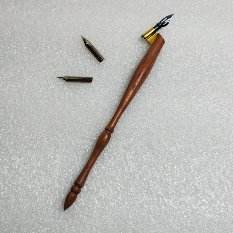 Suporte da Pena Script em Cobre Pena do Mergulho com 1 Nova Rosewood Oblíqua Caligrafia Nibs Dip Pen Inglês Antigo Caneta Mergulho Conjunto 3 2 High Quality Material escolar e de escritório