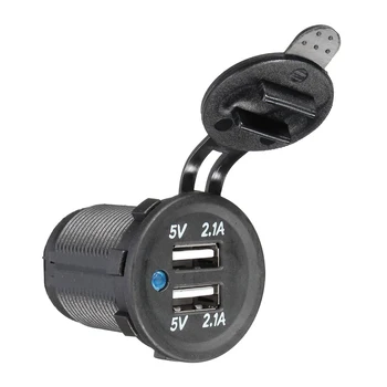 

12V-24V Car Vehicle Waterproof 5V 2.1A + 2.1A Dual USB Power Sockets Outlet