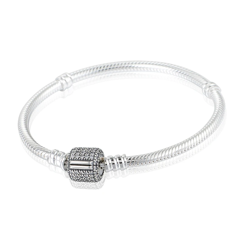 

Compatible with European Jewelry Cylinder Shape Bracelets With CZ 925 Sterling Silver Bracelets DIY Autumn Style Fine Jewelry
