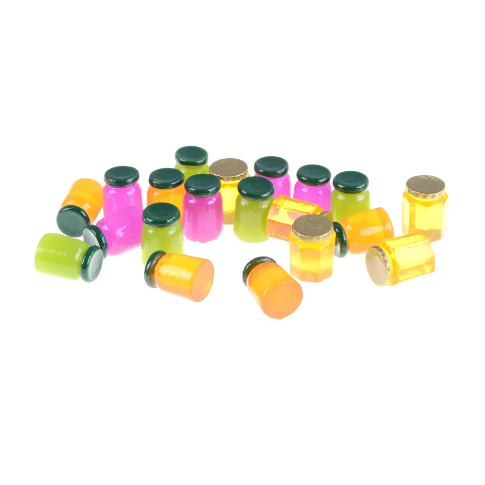 

5Pcs 25mm New Dollhouse Miniature Fruit Jam Bottles Mix Flavors Food Kitchen Toys Birthday Gift for Child Kids Toys