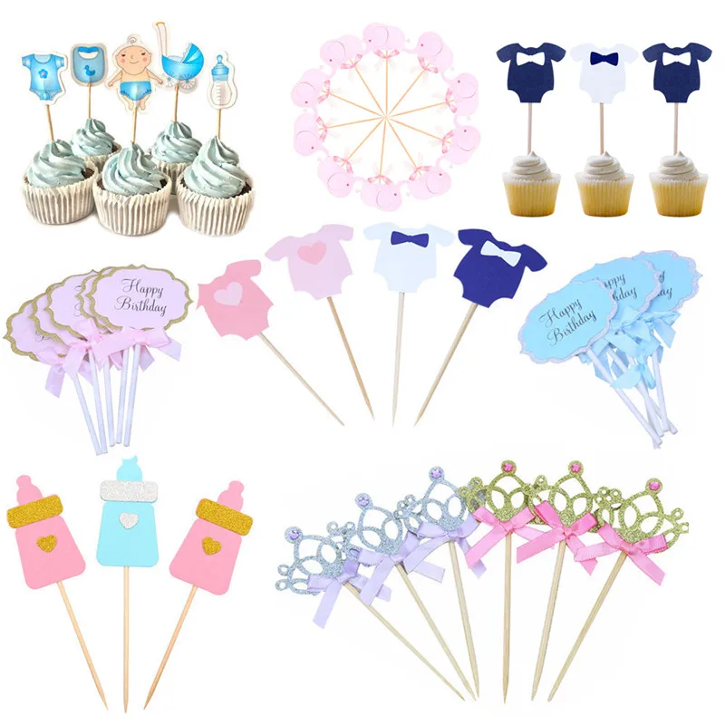

10/12/18/20pcs Baby Shower Its A Boy Girl Clothes Cupcake Toppers Birthday Party Decorations Kids Favors DIY Supplies Babyshower