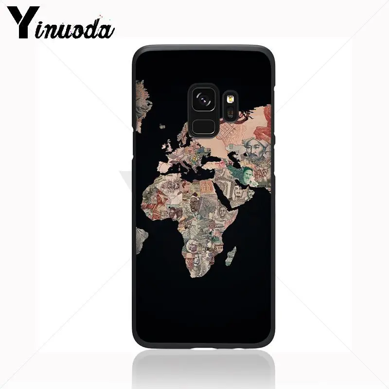 Yinuoda карта мира план путешествий ТПУ мягкий силиконовый черный чехол для телефона для samsung Galaxy s7 s10lite s9 s8 plus note 8 note9 чехол s - Цвет: A13