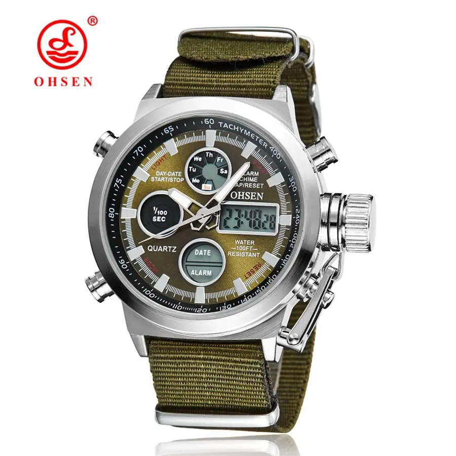 

OHSEN Men Sports Watches Waterproof Fashion Casual Quartz Watch Digital & Analog Military Multifunctional Men's Sports Watches