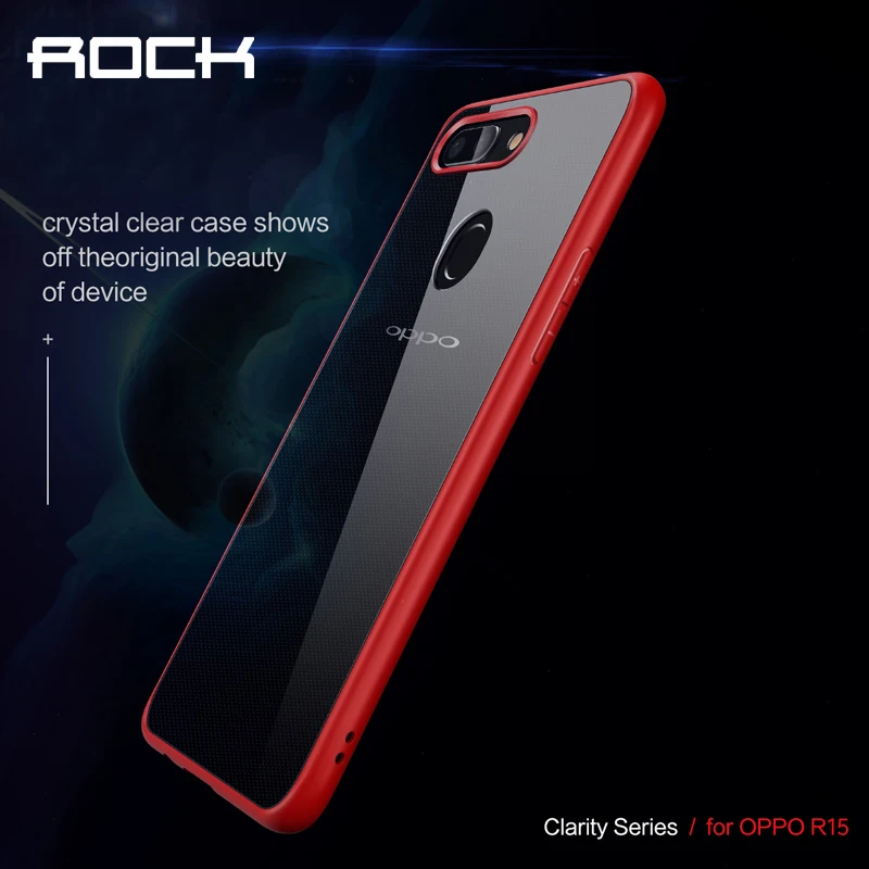 

OPPO R15 case Rock Crystal Clear Phone protection soft + hard hybrid case for oppo r15 r 15 cover