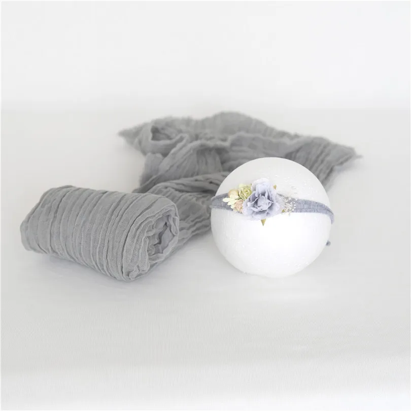 

Dyed Cheesecloth Wrap and Headband Set Newborn Stretch knit Swaddle Wrap Tieback Outfit Photography Porps Baby Blanket Layer
