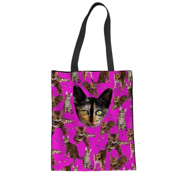 

THIKIN Totes Female Casual Canvas Bags 3d animal Astronaut Cats Pattern Reusable Foldable Shoulder Bag Fashion Tote Handbag