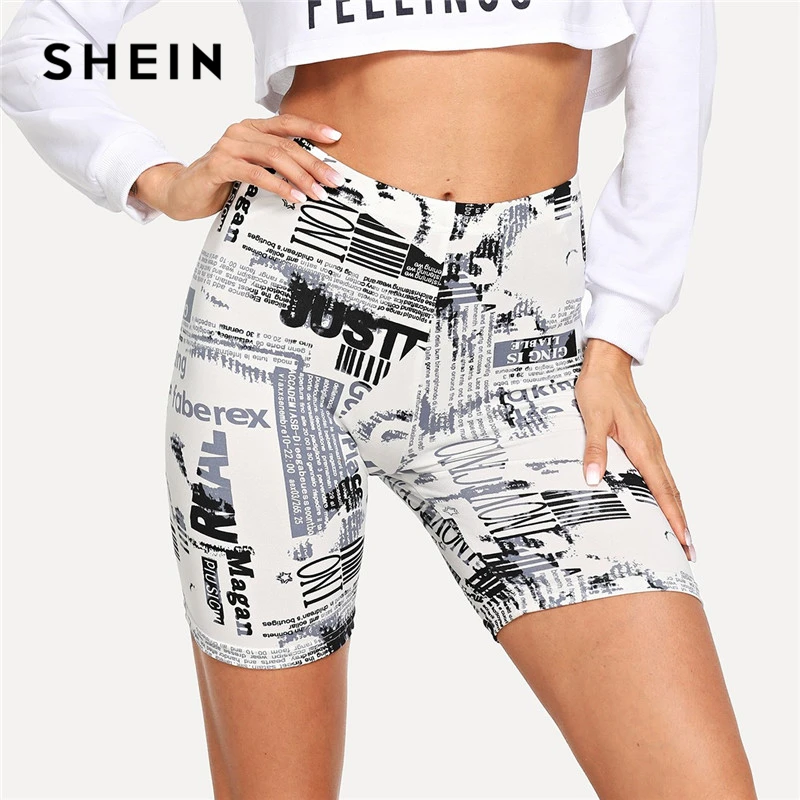 SHEIN Облегающие Спортивные Шорты Велосипедки Летние С Графическим