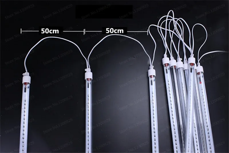 30 см/50 см/80 см Метеоритный дождь Дождь трубки декоративные светодиодные Открытый Водонепроницаемый Сад Гирлянда Фея Рождество елка 1 компл. 10 штук