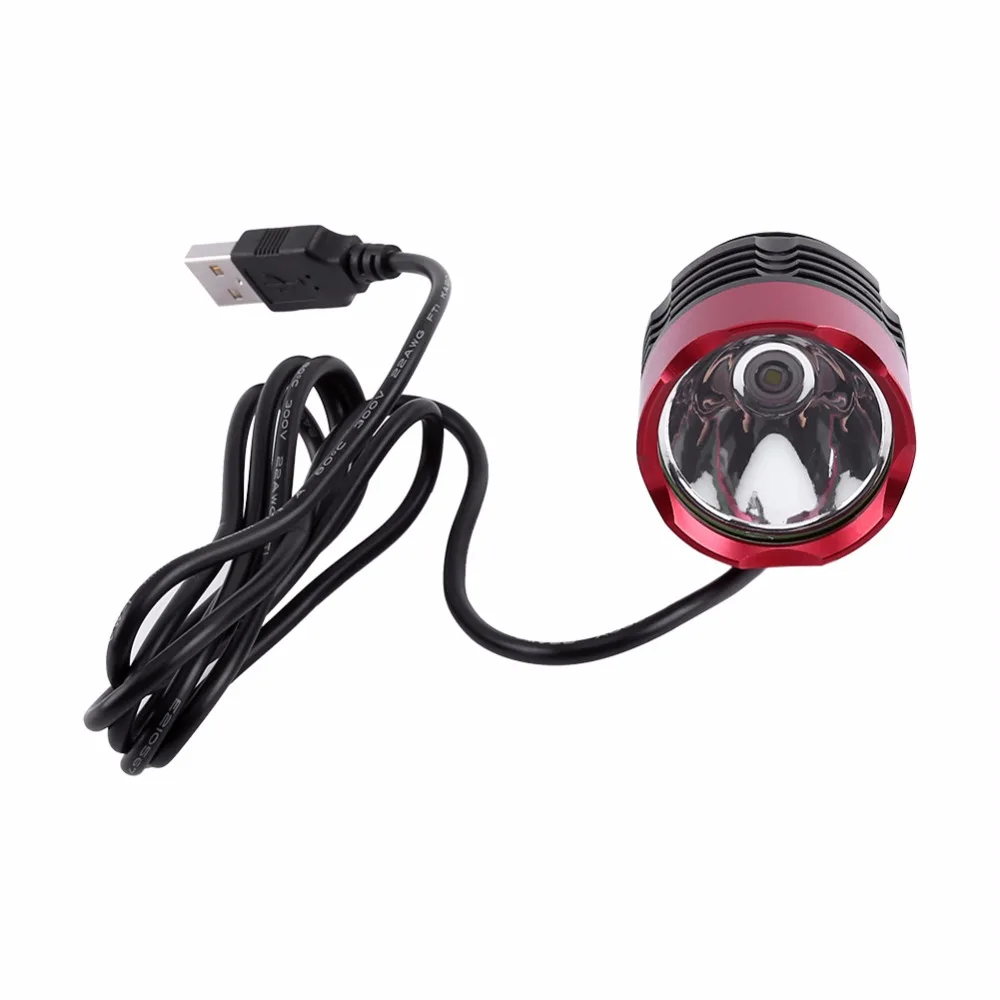 

1 Piece Headlight Flashlight T6 LED Cycling Front Light Headlamp USB Power Port Two Rubber Rings For Camping Hiking