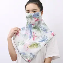 Женская тонкая шифоновая маска с цветочным принтом; сезон весна-лето; Женская дышащая летняя Солнцезащитная одежда; модель PM 2,5 года; большие размеры; R1140