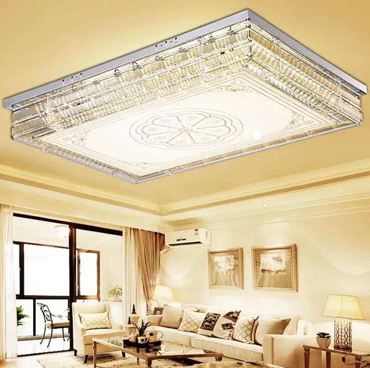 

Simple ceiling lamp living room lamp LED rectangular crystal lamp restaurant lighting stepless dimming led ceiling fixture led