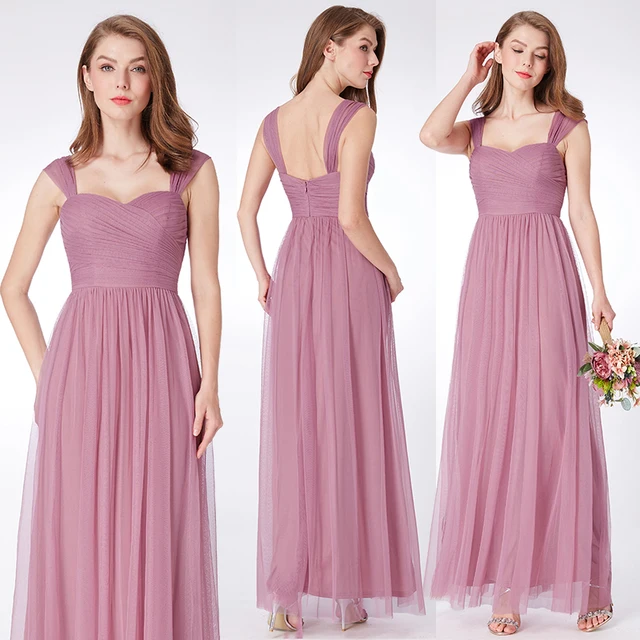 Blush Pink Bridesmaid Dresses Ever Pretty EP07303 Sweetheart A-line V-neck Sleeveless Wedding Party Dress Elegant for Women -