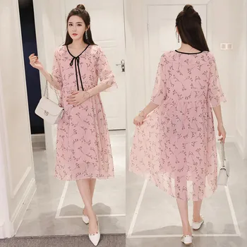 

Maternity Clothes Breastfeeding Floral Dresses Chiffon Half Sleeve Adelomorphous Nursing Maternity Dresses for pregnant women