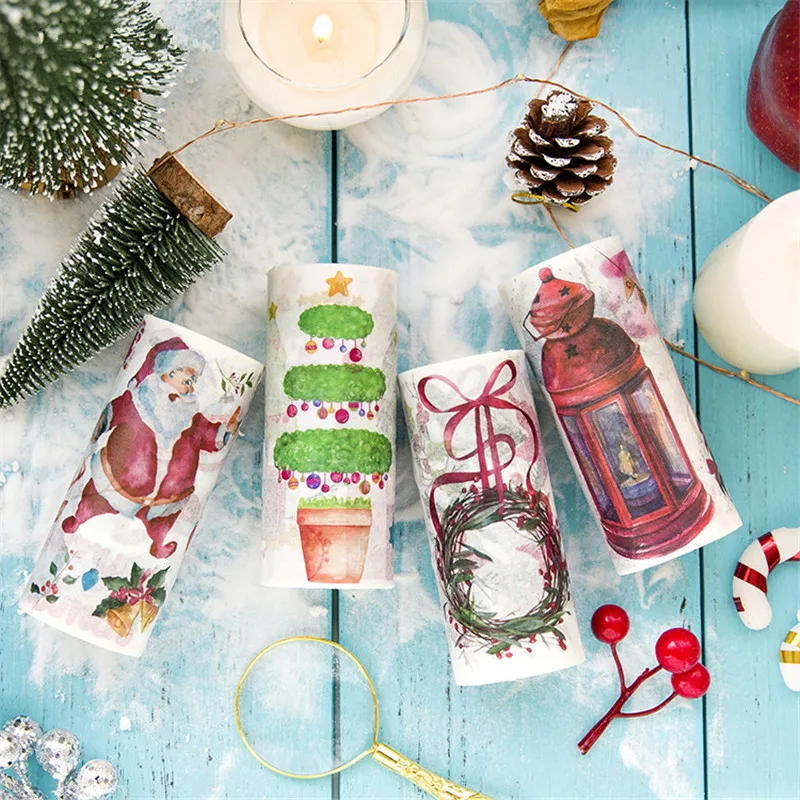 

10cm x 5m Vintage Garland Christmas Washi Tape Paper Masking Sticky Adhesive Roll Craft Decorative Stationery Office Supplies