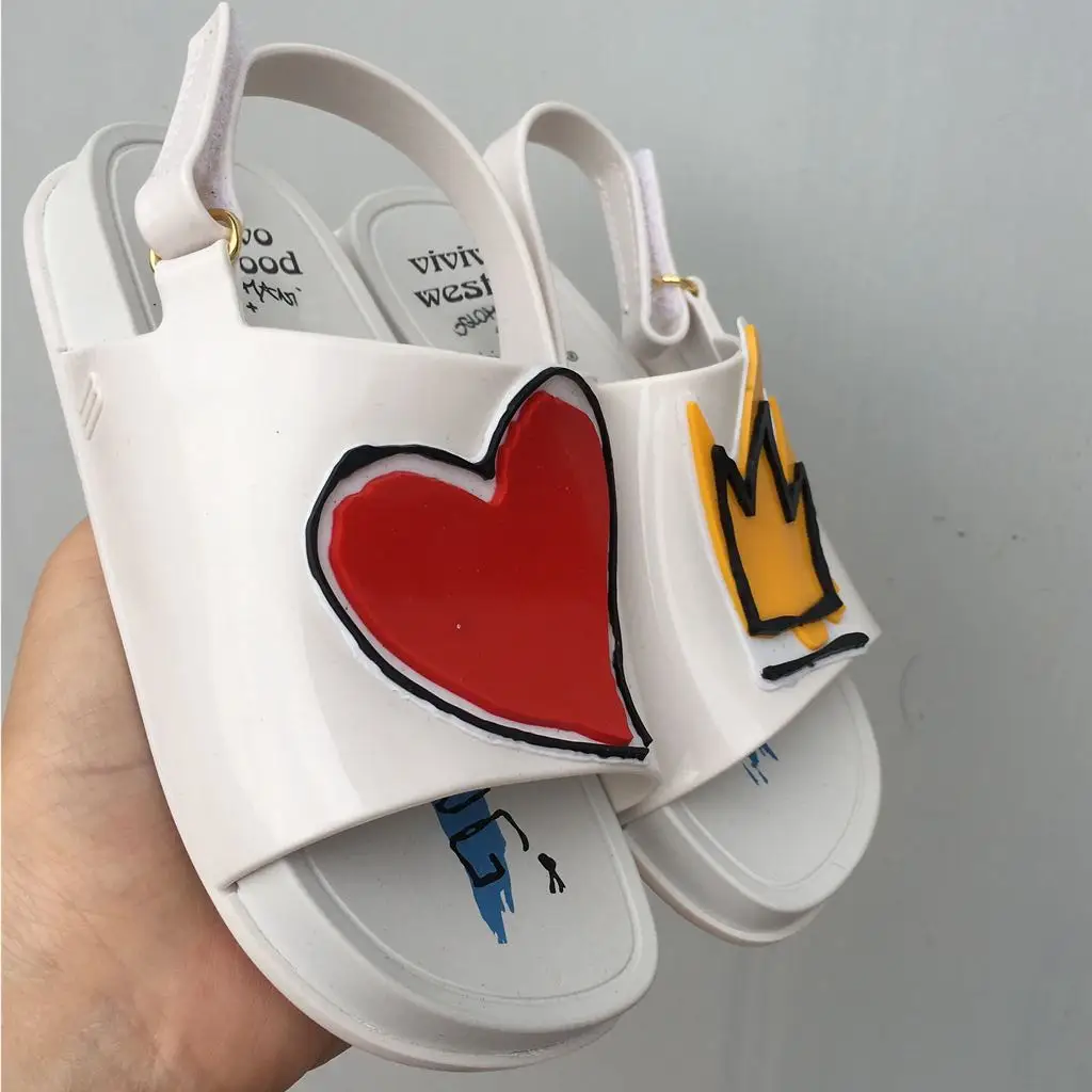 Koop Melissa Kroon en Rood Hart Mini Sandalen 2018 Nieuwe Zomer Regen Schoenen Jelly Schoen Meisje antislip Kids Sandaal peuter