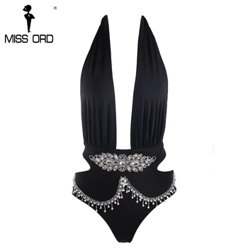 

Missord 2020 Sexy halter irregular metal rhinestone beach bodysuit FT8138
