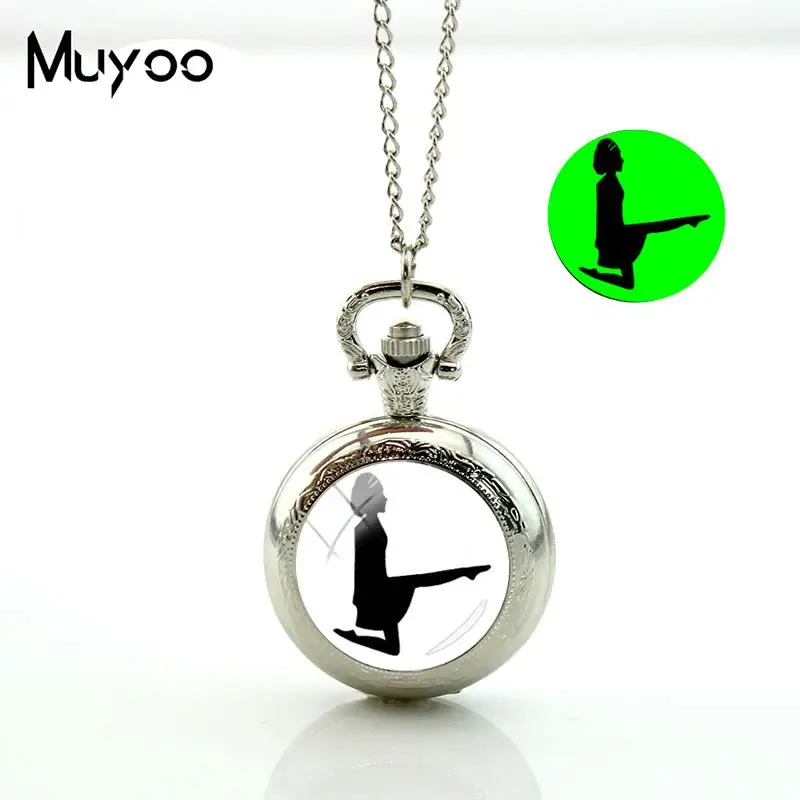 

2018 New Irish Dance Pocket Watch Vintage Long Chain Glowing Pocket Watch Pendant Silver Jewelry Glass Photo Necklace