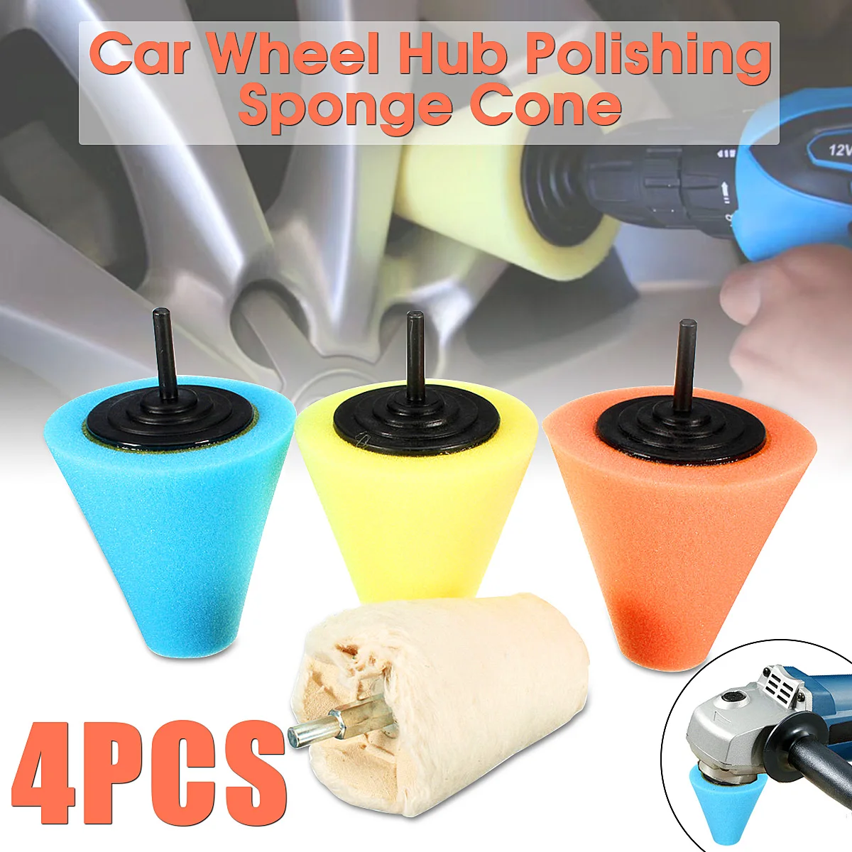 

Doersupp 4Pcs/Set Foam Polishing Cone Shaped Polishing Pads For Wheels-Use With Power Drill Car Wheel Power Drill Tool