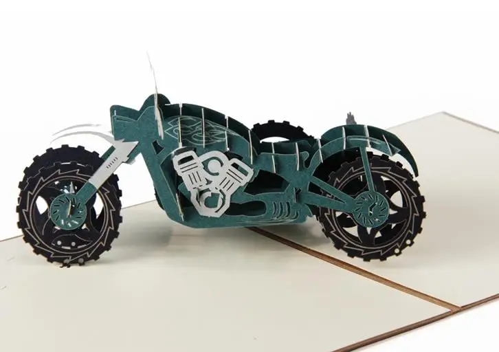 

3D Pop Up Greeting Card Handmade Motorcycle Birthday Valnetine Easter Father Day Childrens Day paper gift card invitation card