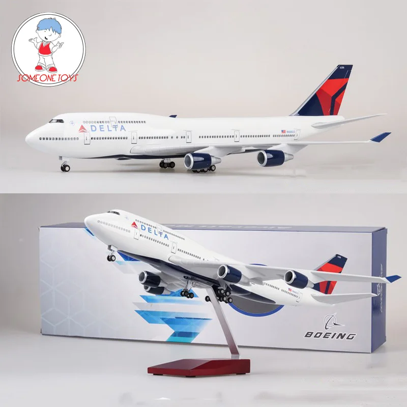 В наличии 47 см 1/150 Масштаб литья под давлением модель самолета Boeing 747 самолет DELTA 380