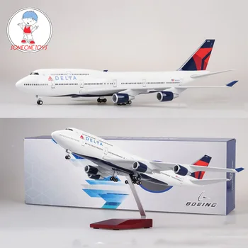 

IN STOCK 47cm 1/150 Scale Diecast Airplane Model Boeing 747 Aircraft DELTA 380 Airliner Model With Light and Wheel Collection