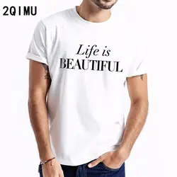 2QIMU мужская одежда 2019 футболка мужская с принтом летняя с круглым вырезом Мужская крутая футболка с коротким рукавом модная Новая