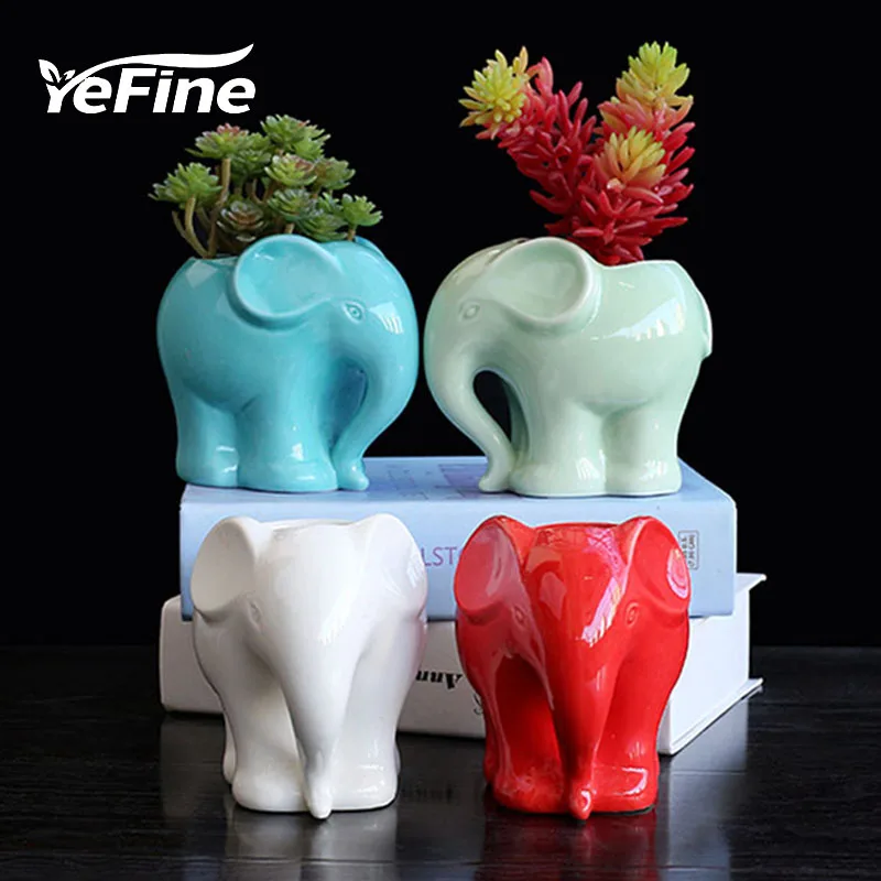 Yefine Zakaka Ceramic Fleshy Flower Pot Creative Cartoon Elephant