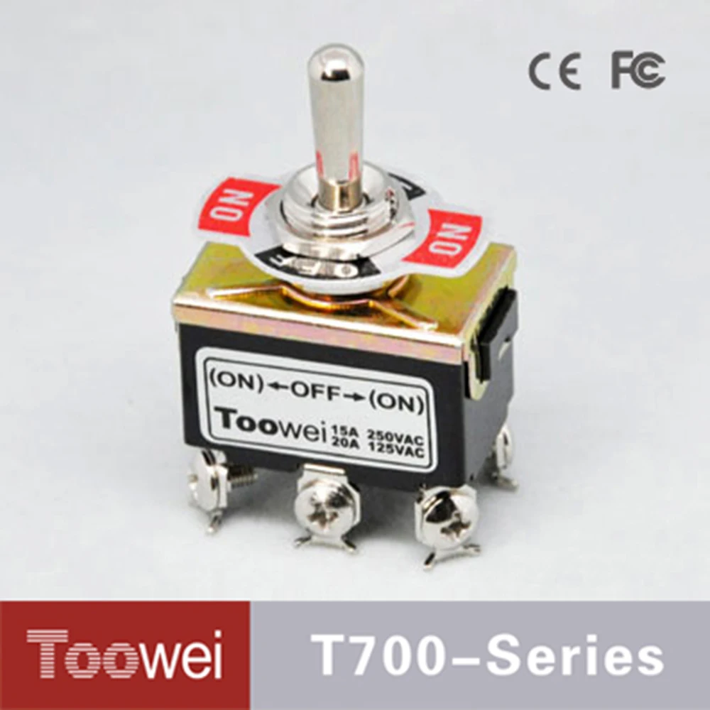 Wholesale 6 pins 3 gears toggle switch with screw terminals (ON) OFF