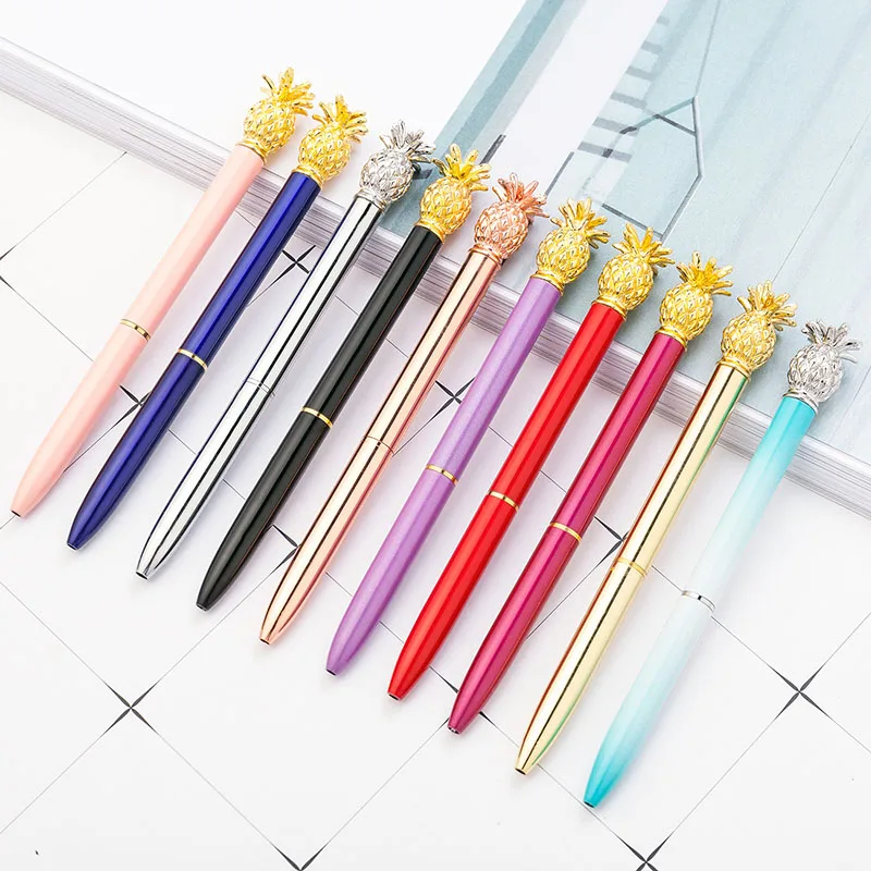 

1.0mm Colorful Pineapple Metal Ballpoint Pens Kawaii School Office Stationery Signature Ballpoint Pens For Writing