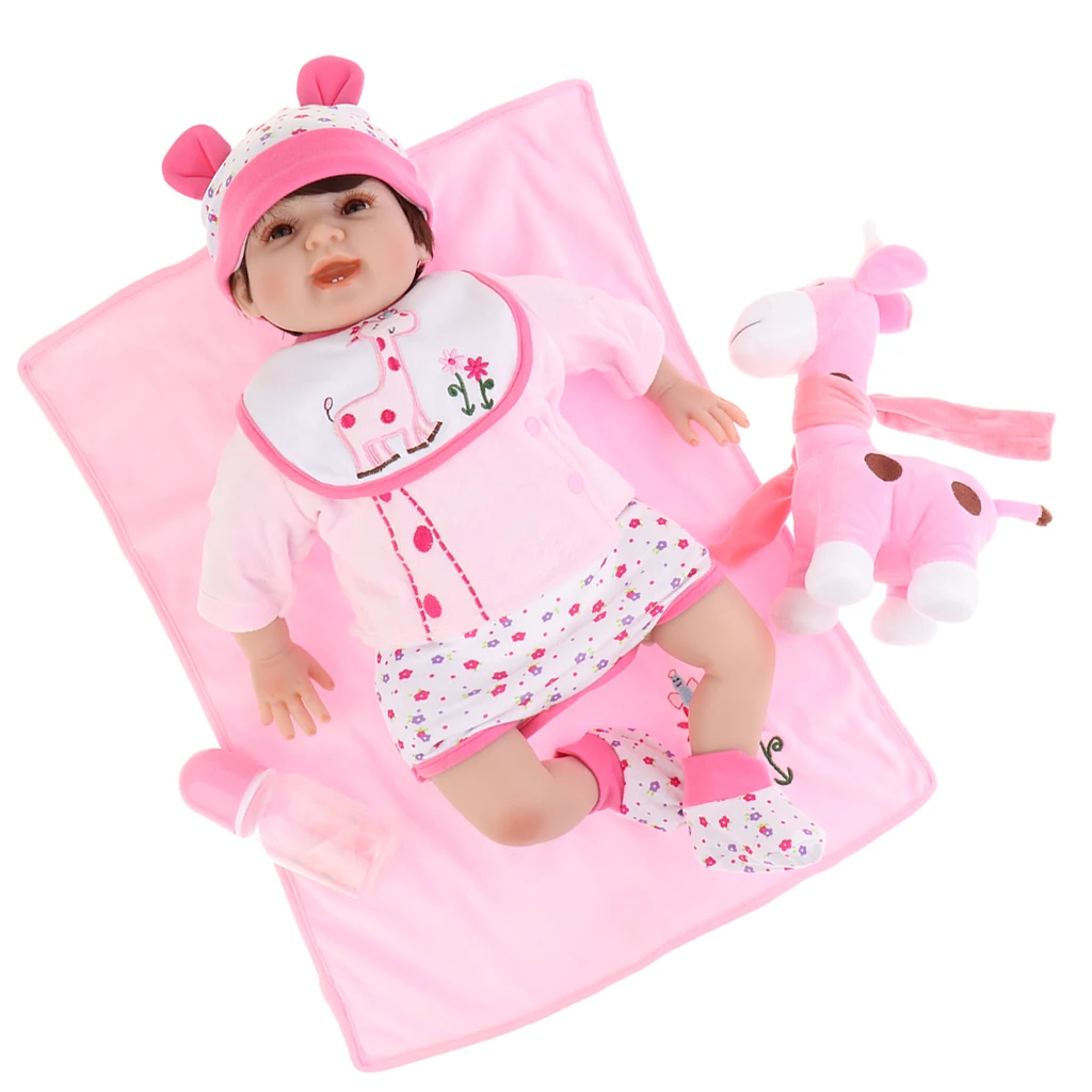 

55cm Real Looking Reborn Doll with Short Hair Pink Soft Silicone Best Gift