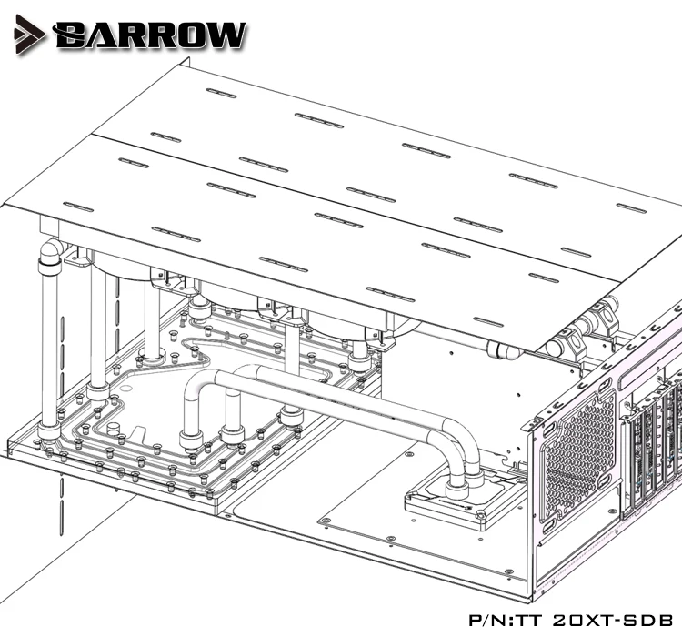 Барроу водный щит для TT уровень 20XT чехол для компьютера специальный ПК водяное охлаждение резервуар для воды, 5 В 3pin. TT 20XT-SDB