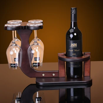 

The wine cup rack rack hanging upside down Goblet of wine rack ornaments Wine European style wooden display