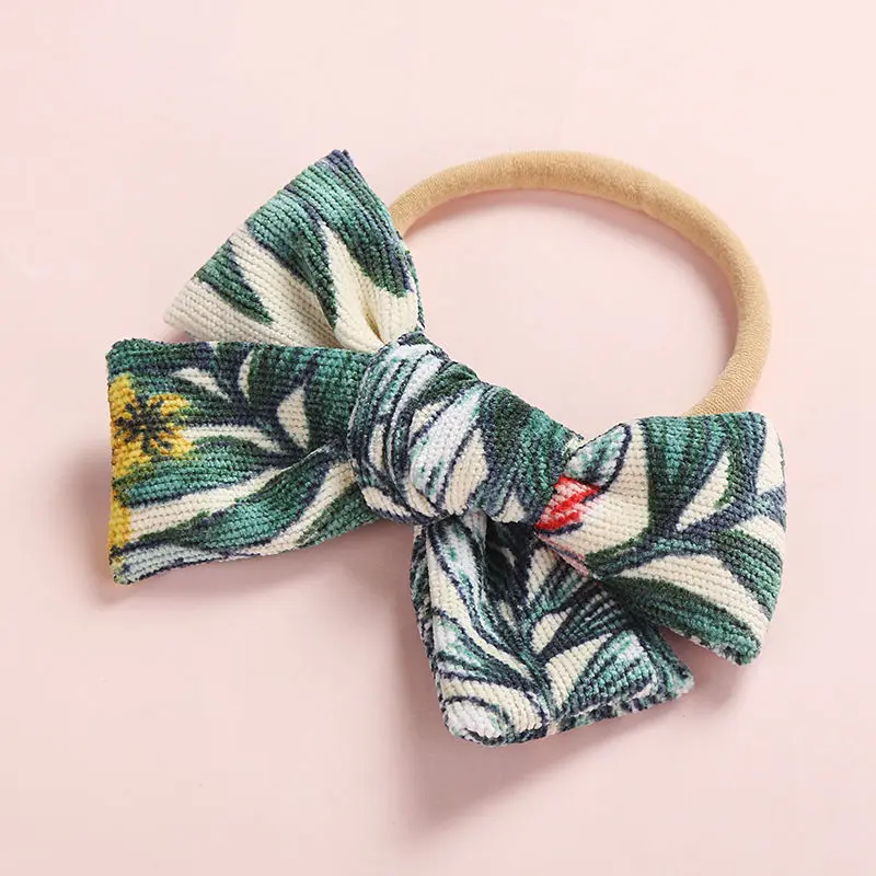 

4.5'' Baby Hair Bows Print Nylon Headband Girls Hairband Texture Soft Elastic Kids DIY Hair Accessories boutique HB169D