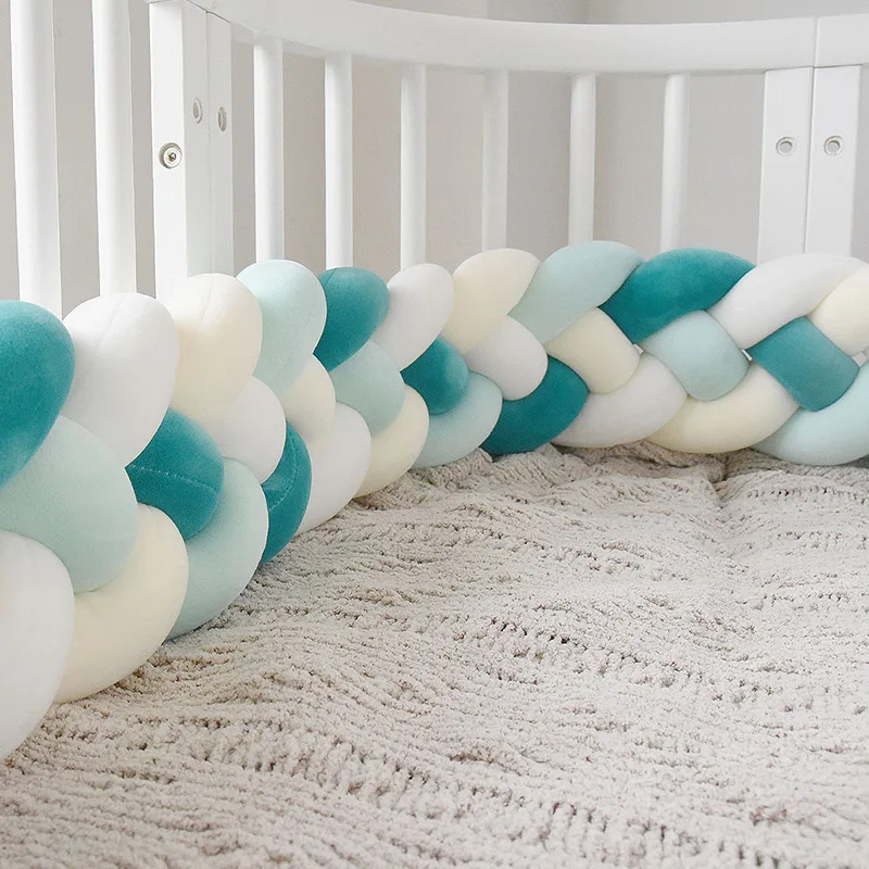  Four-color Baby Knot Bed 2.2M Baby Handmade Nodic Knot Newborn Bed Bumper Tour De Lit Bebe Tresse B