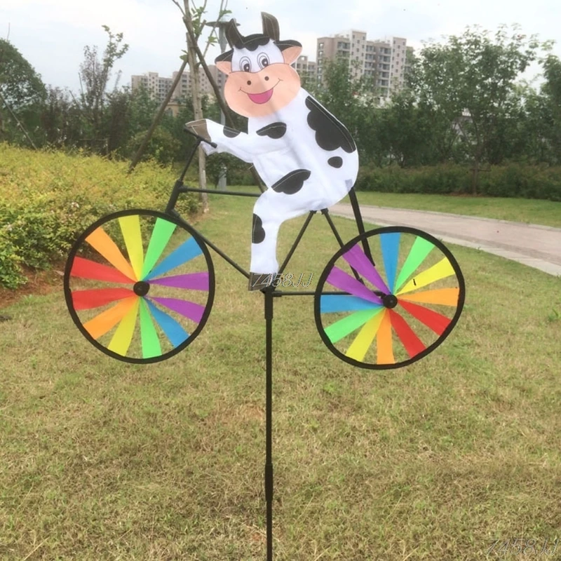 Кролик, пчела, тигр, на велосипеде, ветряная мельница "сделай сам", животное, велосипед, ветер, Спиннер, вихрь, садовый газон, декоративные гаджеты, Детские уличные игрушки G22 - Цвет: Cow