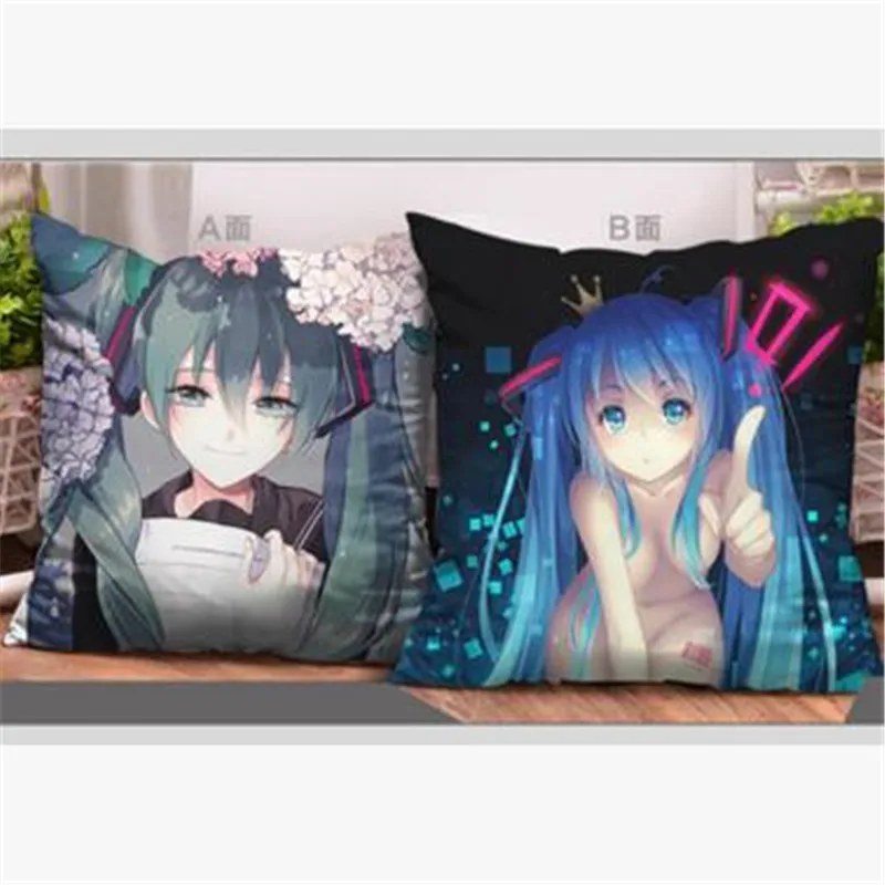 Decorative pillows 43x43CM Hatsune Miku cartoon pillows Anime Sexy Girls cushion Soft Two sided