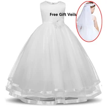 Crianças vestidos para meninas robe fille elegante princesa vestido de casamento baptismo festa aniversário flor vestido dama de honra infantil