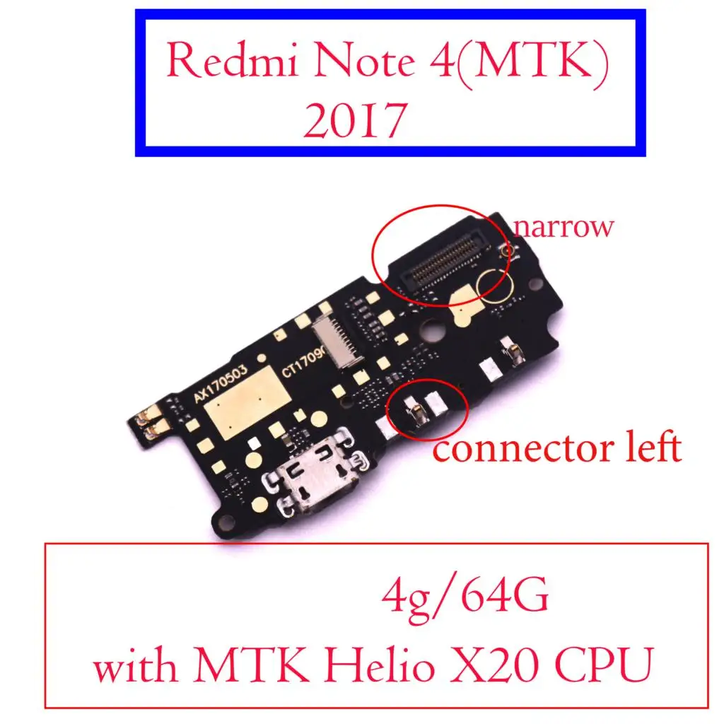 Для Xiaomi Redmi Note 4 4X pro prime global MTK Micro USB зарядное устройство зарядный порт ленточный док-разъем гибкий - Цвет: Note4 MTK 2017