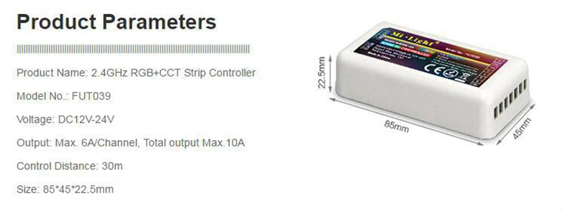 Mi. Light RGBCCT Светодиодные ленты контроллер Fut039 DC 12 V 24 V Светодиодные ленты управления светодиодный 2,4G 4-Zone РФ Беспроводной удаленного iBox1 iBox2