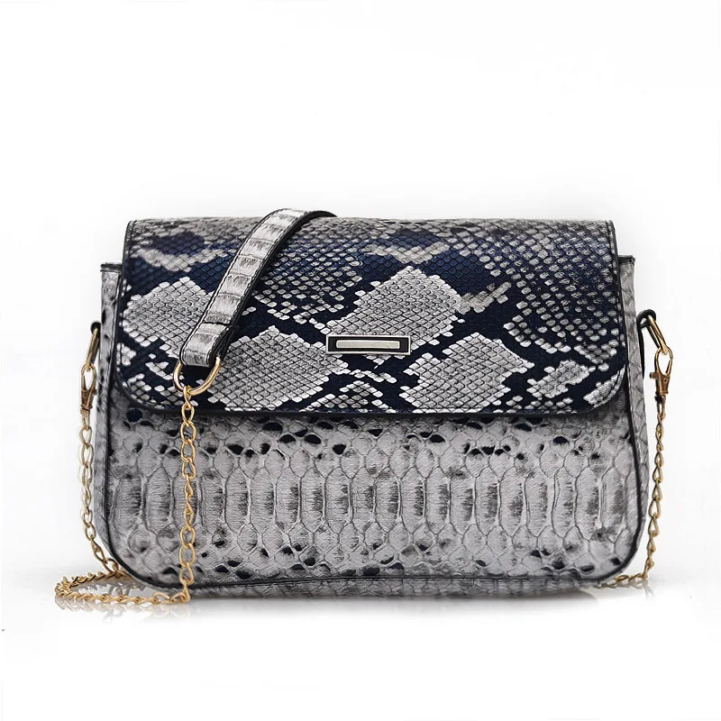 

JHD-Crossbody Ms.Snake Print Pu Leather Shoulder Bag Women Chain Messenger Bag Lady Handbag