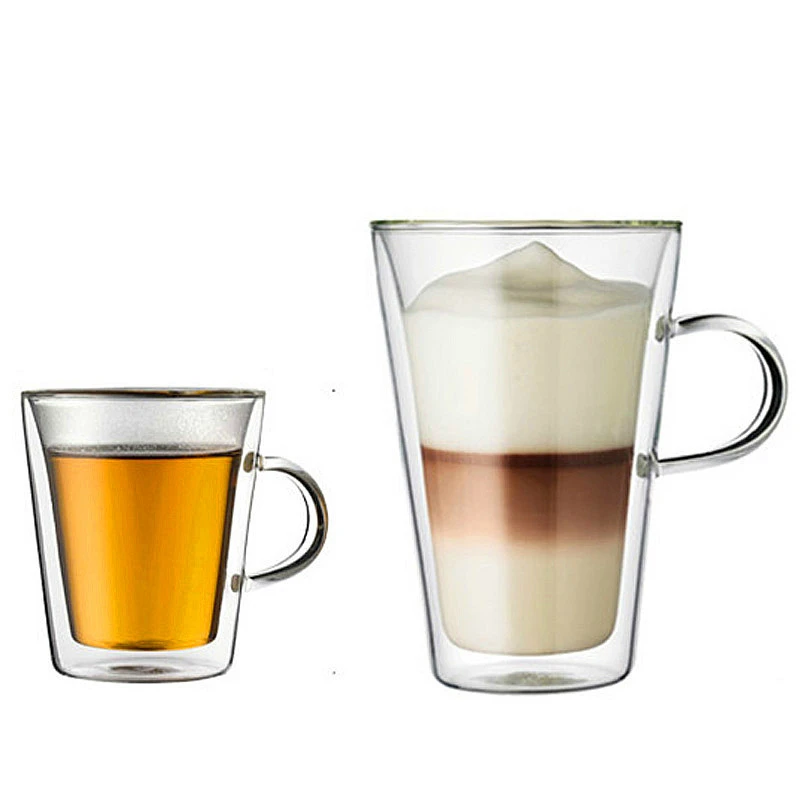 

Denmark Double Deck Bilayer Glass Mug Anti Scald Transparent Heat-resisting Cocktail Wine Cofee Milk Glasses Cup 250 400ML Gafas