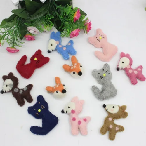 wool felt poke handmade work Japan cat panda icecream deer DIY wool ball jewelry hair accessories doll 2