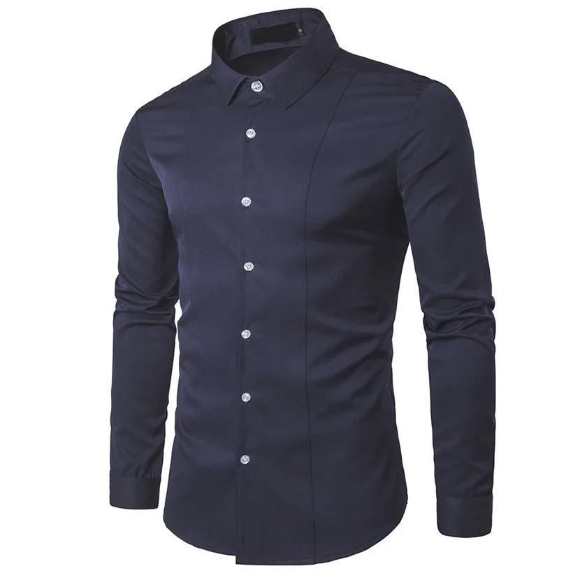 Уличные походные рубашки, мужские рубашки, одноцветные мужские походные рубашки с длинным рукавом, хлопковые осенние мужские блузки, Прямая поставка 0907 - Цвет: Dark Blue