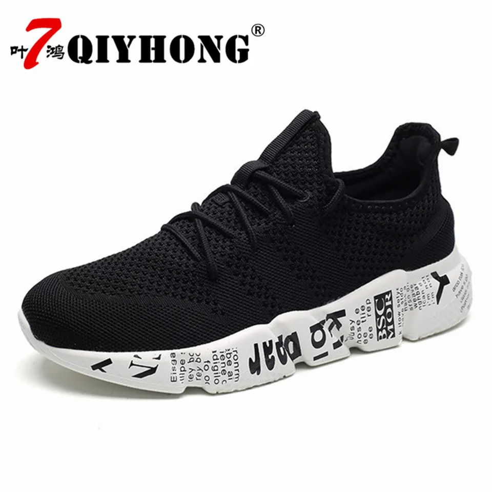 

QIYHONG New Men Light Casual Shoes Spring Summer Air Mesh Sneakers Breathable Flats Shoes