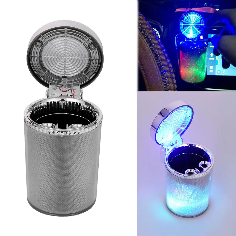 Car Ashtray with LED Light Cigarette Cigar Ash Tray Container Smoke Ash