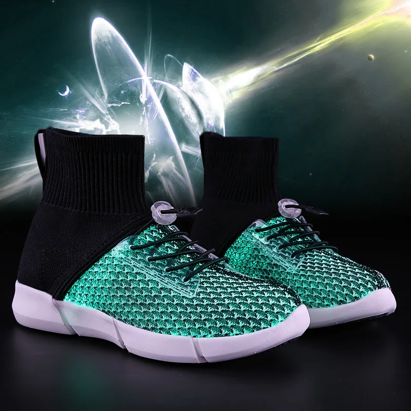

Girl Shoes Fabric Sleeve Led Fiber Optic USB Charge Light Casual Shoes For Boys Luminous Kids Sneakers Zapatillas Con Luces