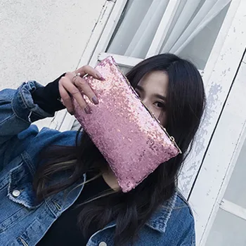 

Fashion Women Sequins Clutch Bag Women Retro Evening Party Makeup Square Bag Glitter Bling Sequins Envelope Bag Mini Handbag